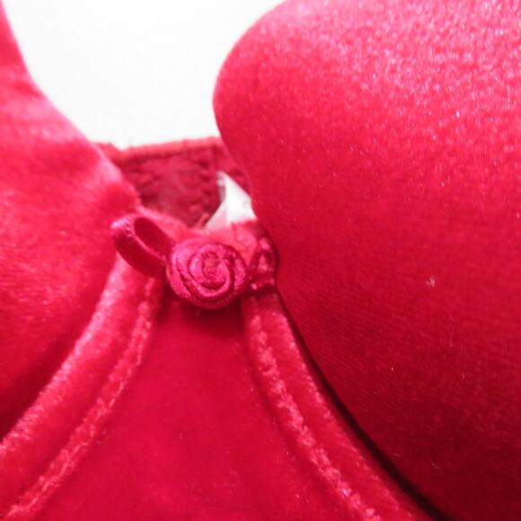 Victoria's Secret Womens Sz 34C Red Velvet Vintage Y2K Bra Lightly Lined Rose - Picture 3 of 9